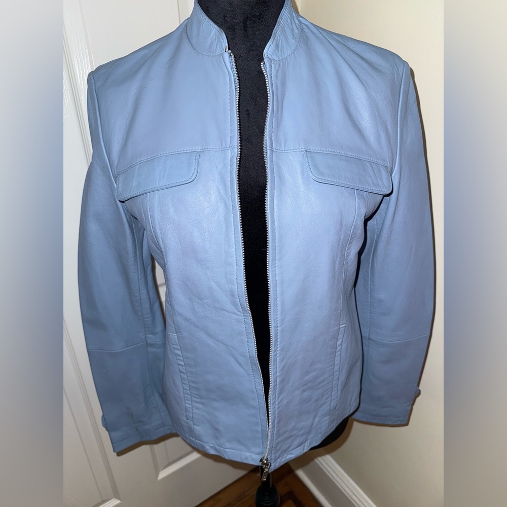 Light blue Casual Corner vintage leather jacket